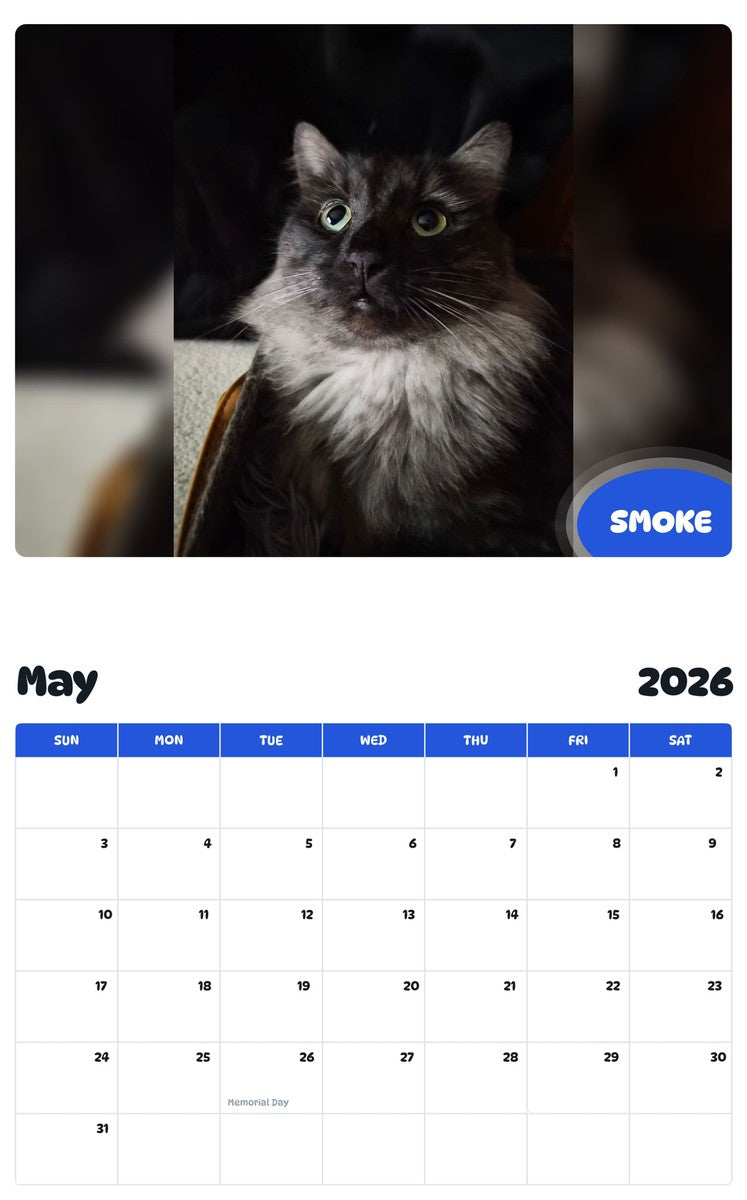 2026 - 2027 SMOKE - Pawidols Pet Calendar