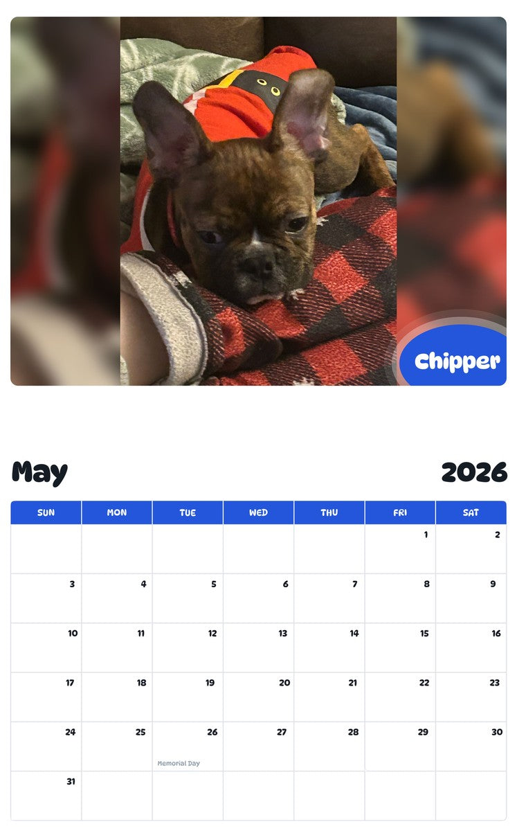2026 - 2027 Chipper - Pawidols Pet Calendar