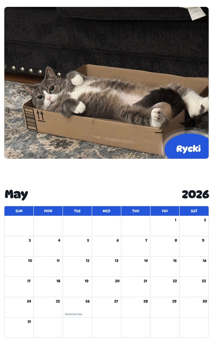 2026 - 2027 Rycki - Pawidols Pet Calendar