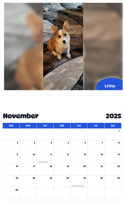 July 2025 - June 2026 Lydia - Pawidols Pet Calendar
