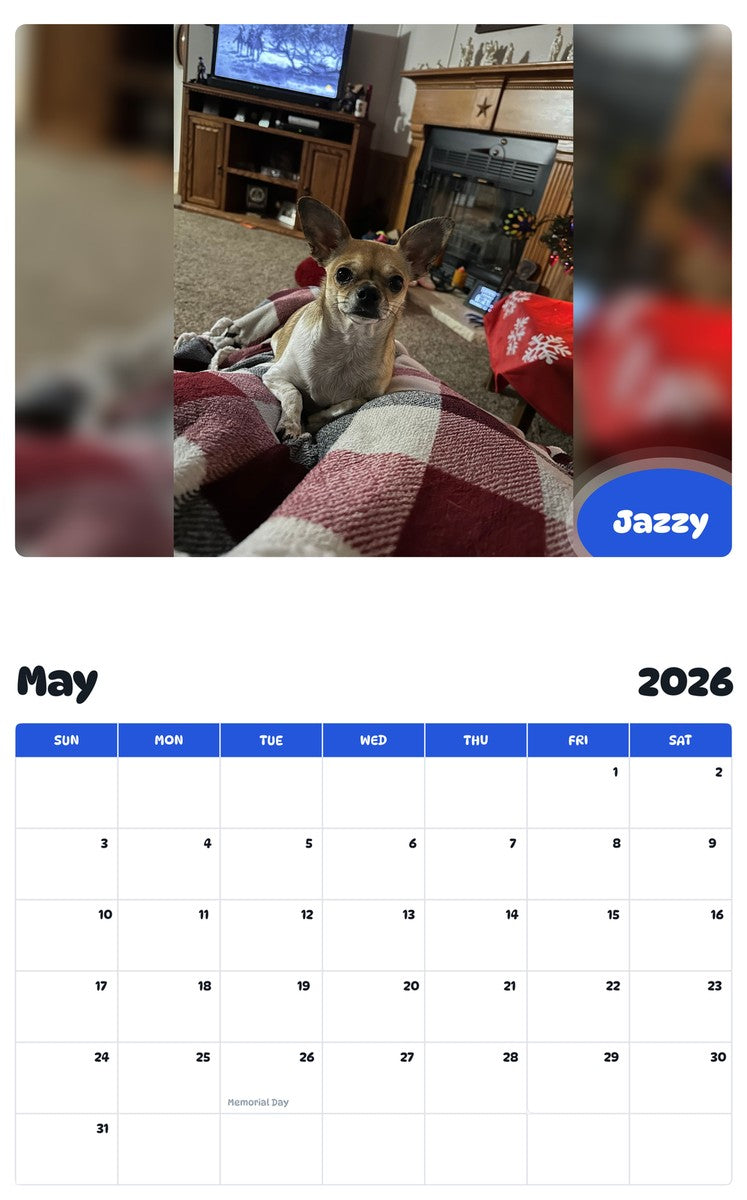 2026 - 2027 Jazzy - Pawidols Pet Calendar