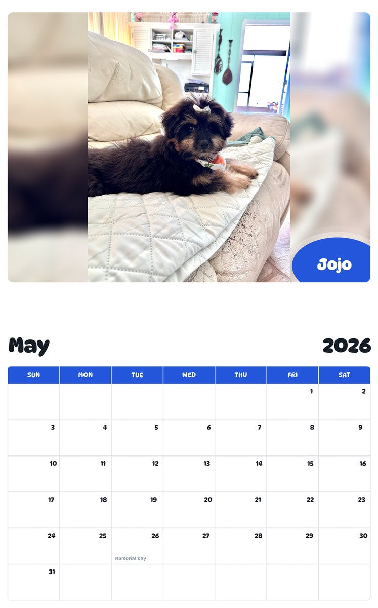 2026 - 2027 Jojo - Pawidols Pet Calendar