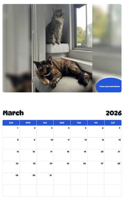 November 2025 - October 2026 Tuna Luna and Rambo - Pawidols Pet Calendar