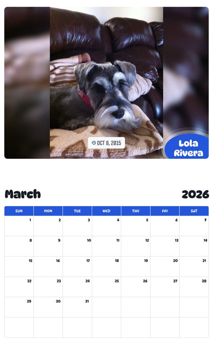 November 2025 - October 2026 Lola Rivera - Pawidols Pet Calendar
