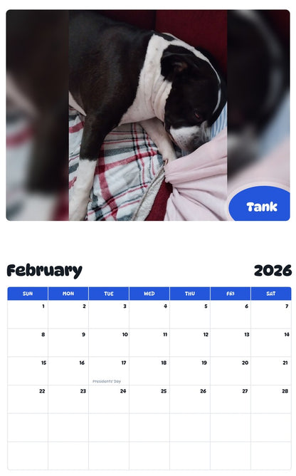 October 2025 - September 2026 Tank - Pawidols Pet Calendar