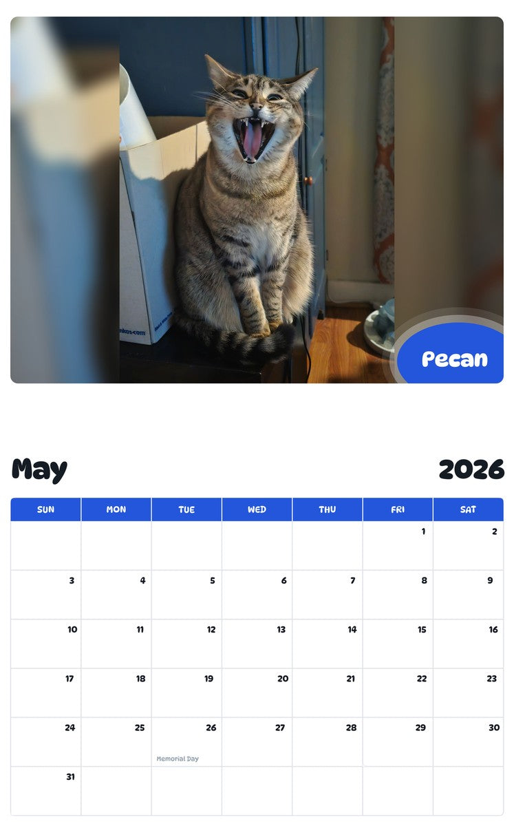2026 - 2027 Pecan - Pawidols Pet Calendar