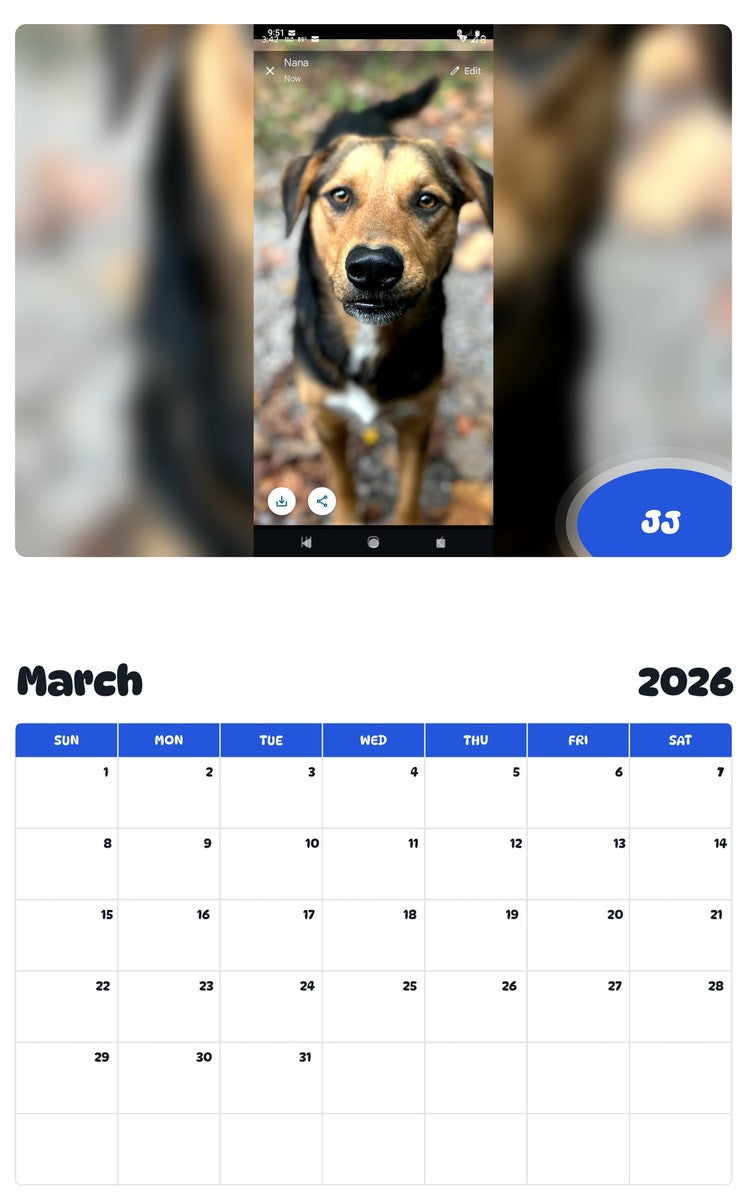 November 2025 - October 2026 JJ - Pawidols Pet Calendar