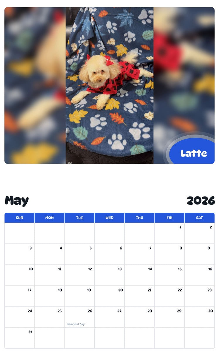 2026 - 2027 Latte - Pawidols Pet Calendar