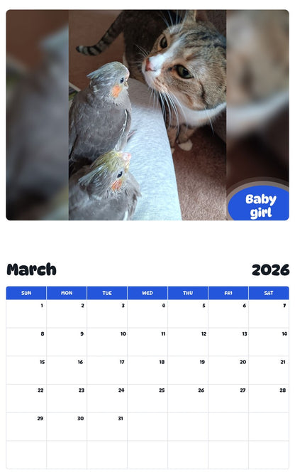 November 2025 - October 2026 Baby girl - Pawidols Pet Calendar