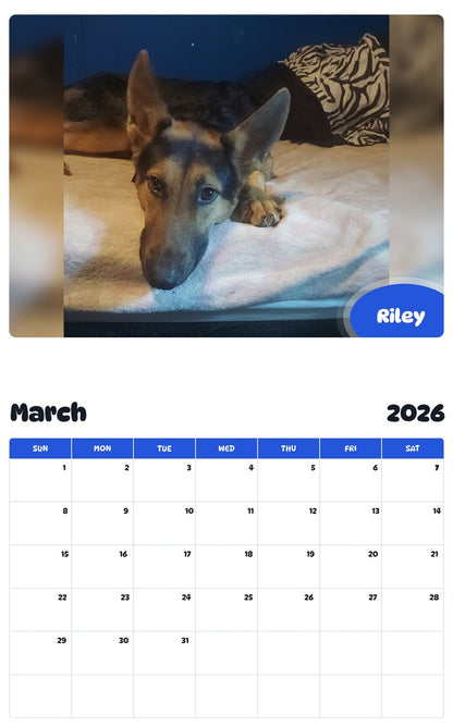 November 2025 - October 2026 Riley - Pawidols Pet Calendar