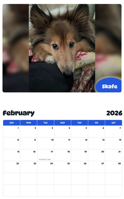 October 2025 - September 2026 Skafe - Pawidols Pet Calendar