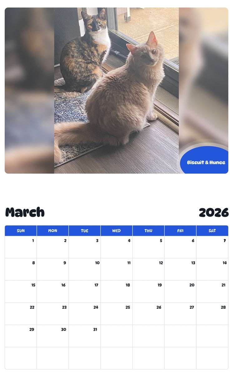 November 2025 - October 2026 Biscuit & Hunee - Pawidols Pet Calendar