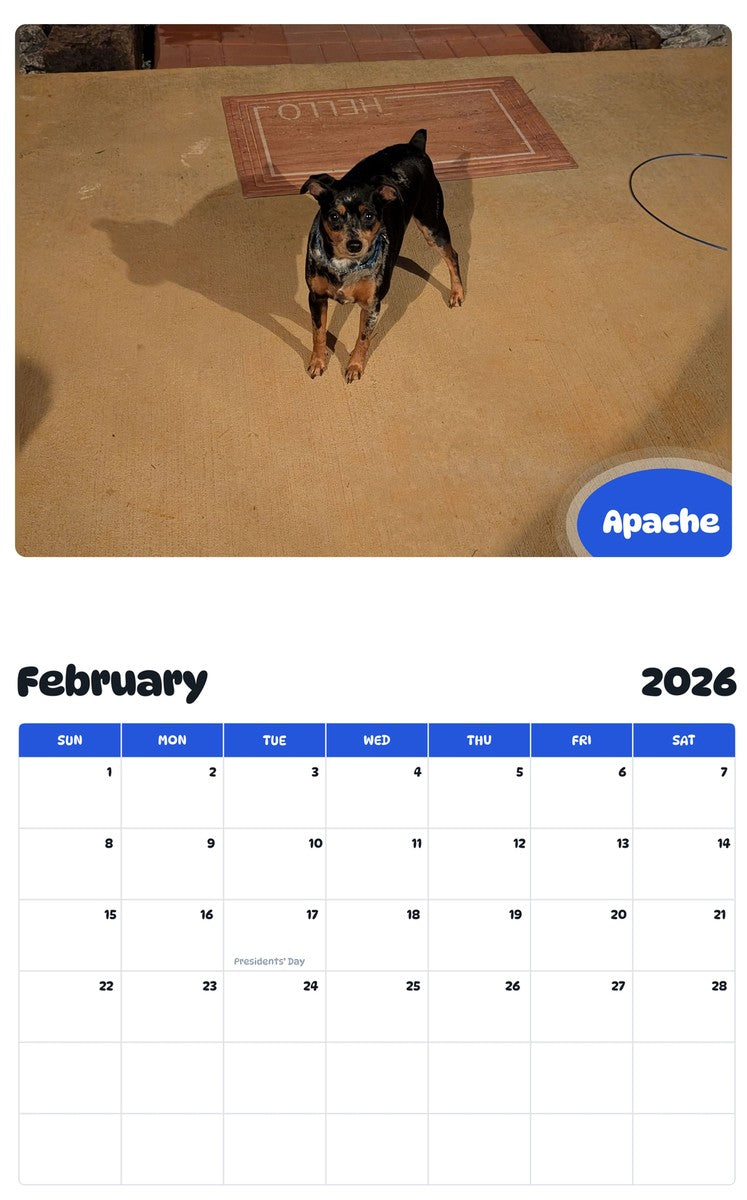 October 2025 - September 2026 Apache - Pawidols Pet Calendar