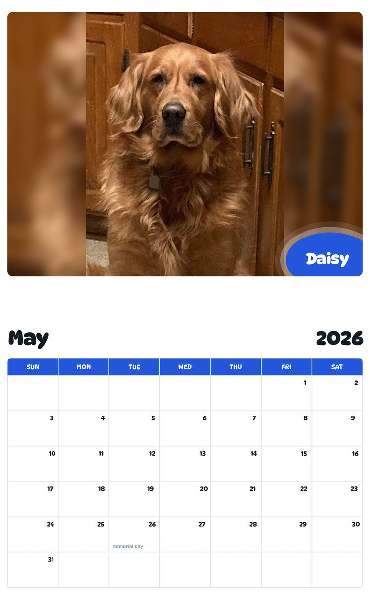 2026 - 2027 Daisy - Pawidols Pet Calendar