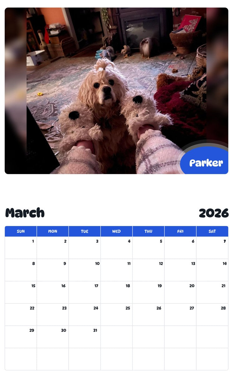 November 2025 - October 2026 Parker - Pawidols Pet Calendar