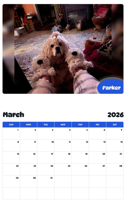 November 2025 - October 2026 Parker - Pawidols Pet Calendar
