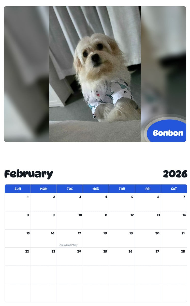 October 2025 - September 2026 Bonbon - Pawidols Pet Calendar