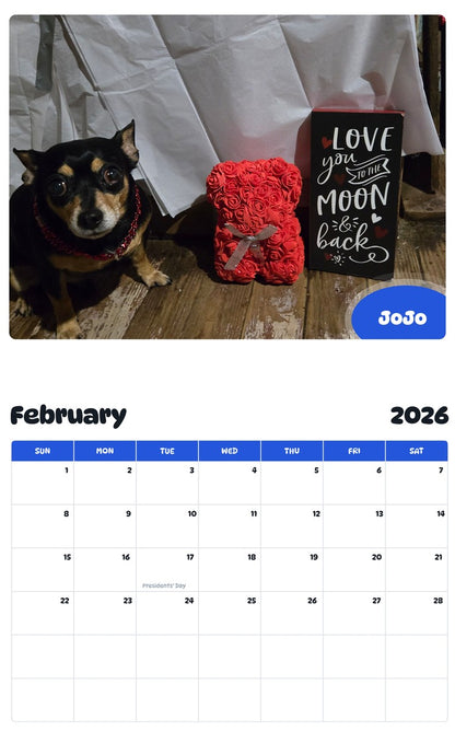 October 2025 - September 2026 JoJo - Pawidols Pet Calendar