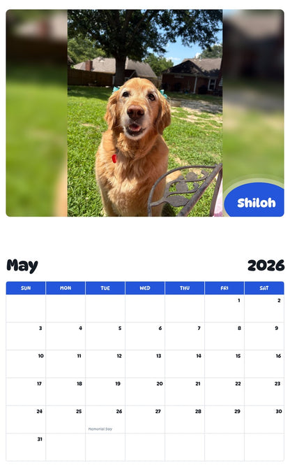 2026 - 2027 Shiloh - Pawidols Pet Calendar