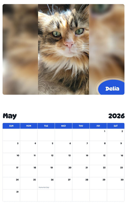2026 - 2027 Delia - Pawidols Pet Calendar