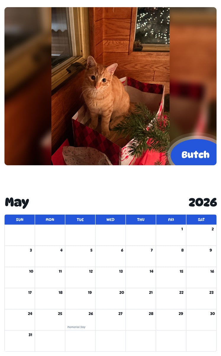 2026 - 2027 Butch - Pawidols Pet Calendar