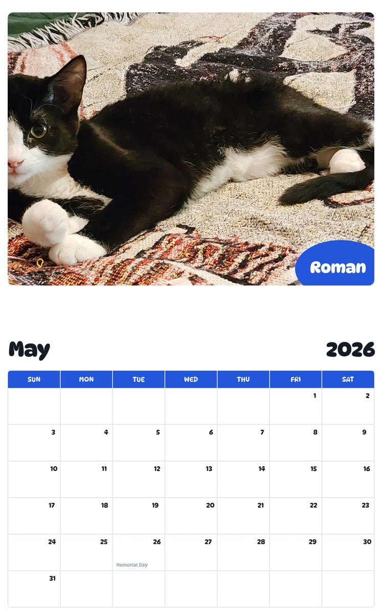 2026 - 2027 Roman - Pawidols Pet Calendar