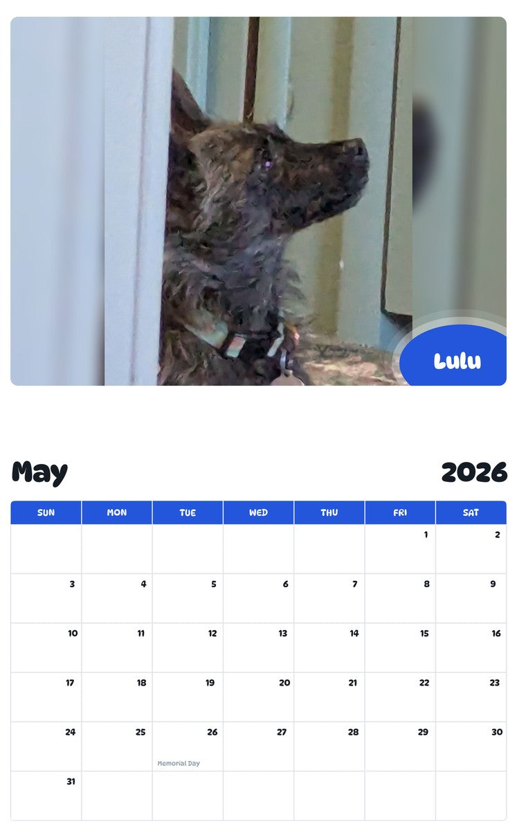 2026 - 2027 Lulu - Pawidols Pet Calendar