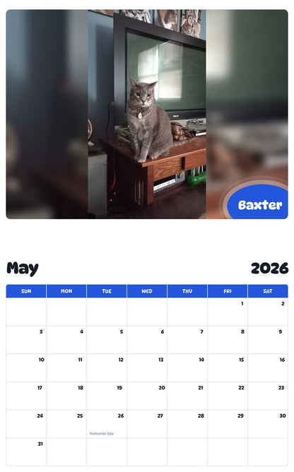 2026 - 2027 Baxter - Pawidols Pet Calendar