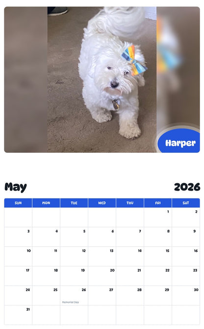 2026 - 2027 Harper - Pawidols Pet Calendar