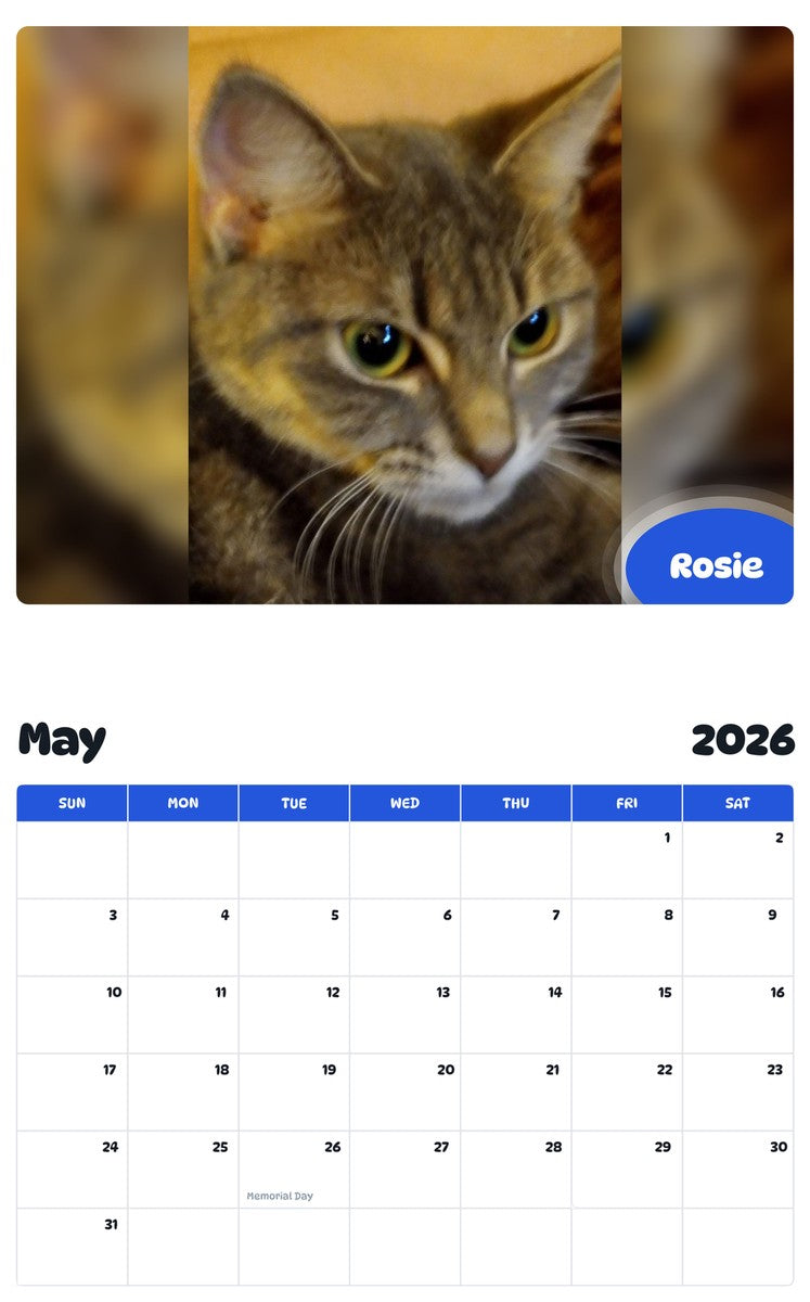 2026 - 2027 Rosie - Pawidols Pet Calendar