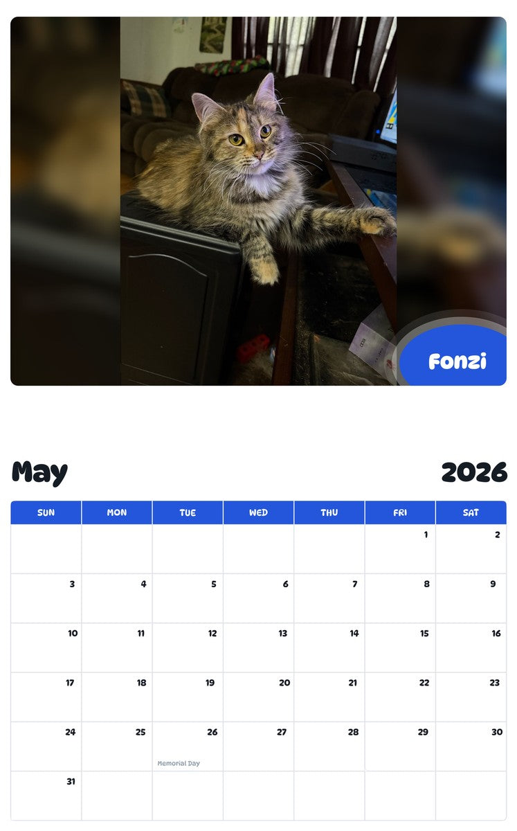 2026 - 2027 Fonzi - Pawidols Pet Calendar