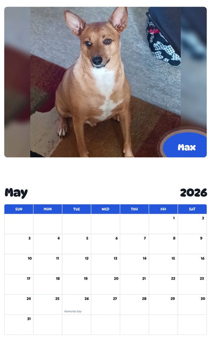 2026 - 2027 Max - Pawidols Pet Calendar