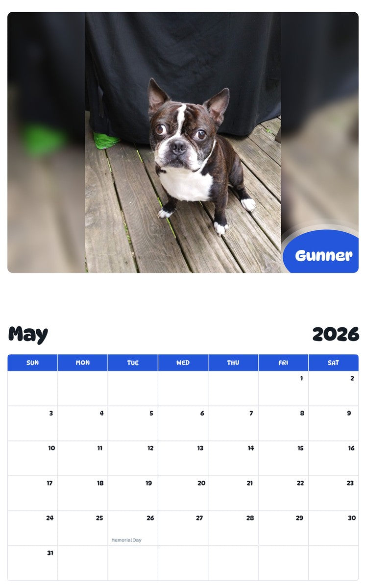2026 - 2027 Gunner - Pawidols Pet Calendar