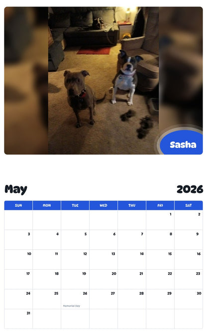 2026 - 2027 Sasha - Pawidols Pet Calendar