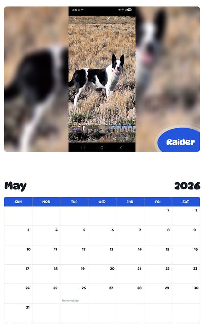 2026 - 2027 Raider - Pawidols Pet Calendar