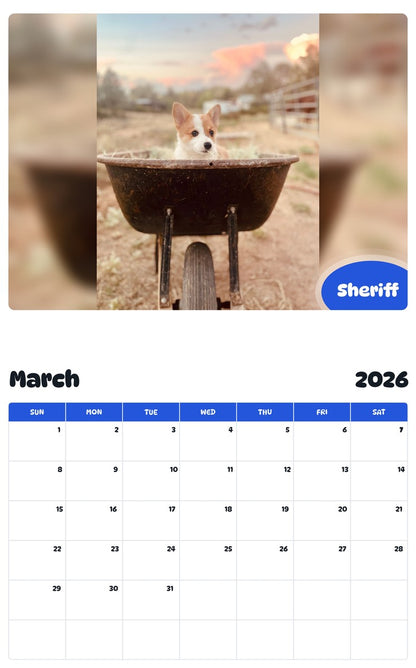 November 2025 - October 2026 Sheriff - Pawidols Pet Calendar