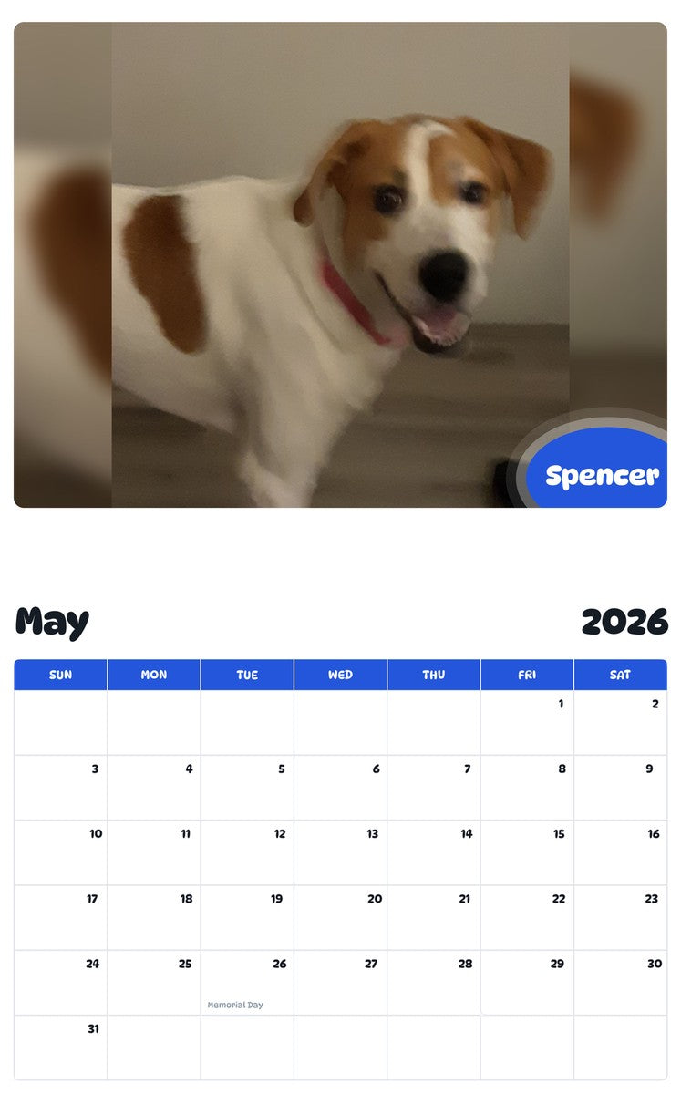 2026 - 2027 Spencer - Pawidols Pet Calendar
