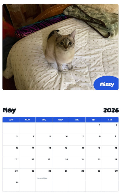 2026 - 2027 Missy - Pawidols Pet Calendar
