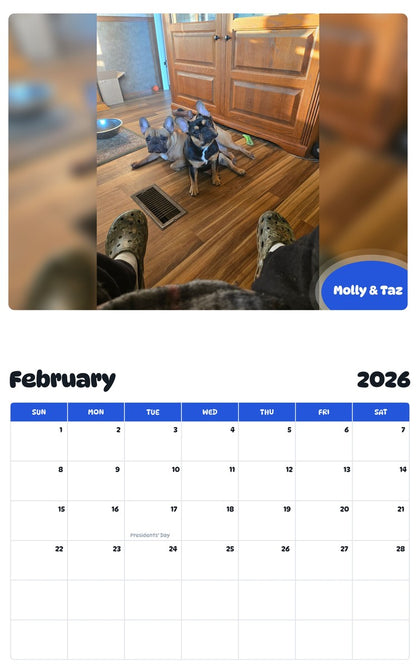October 2025 - September 2026 Molly & Taz - Pawidols Pet Calendar