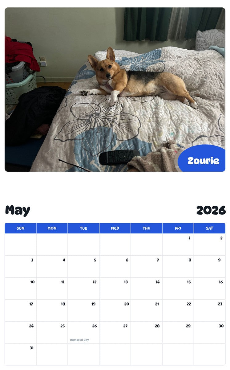 2026 - 2027 Zourie - Pawidols Pet Calendar