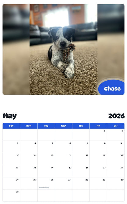 2026 - 2027 Chase - Pawidols Pet Calendar