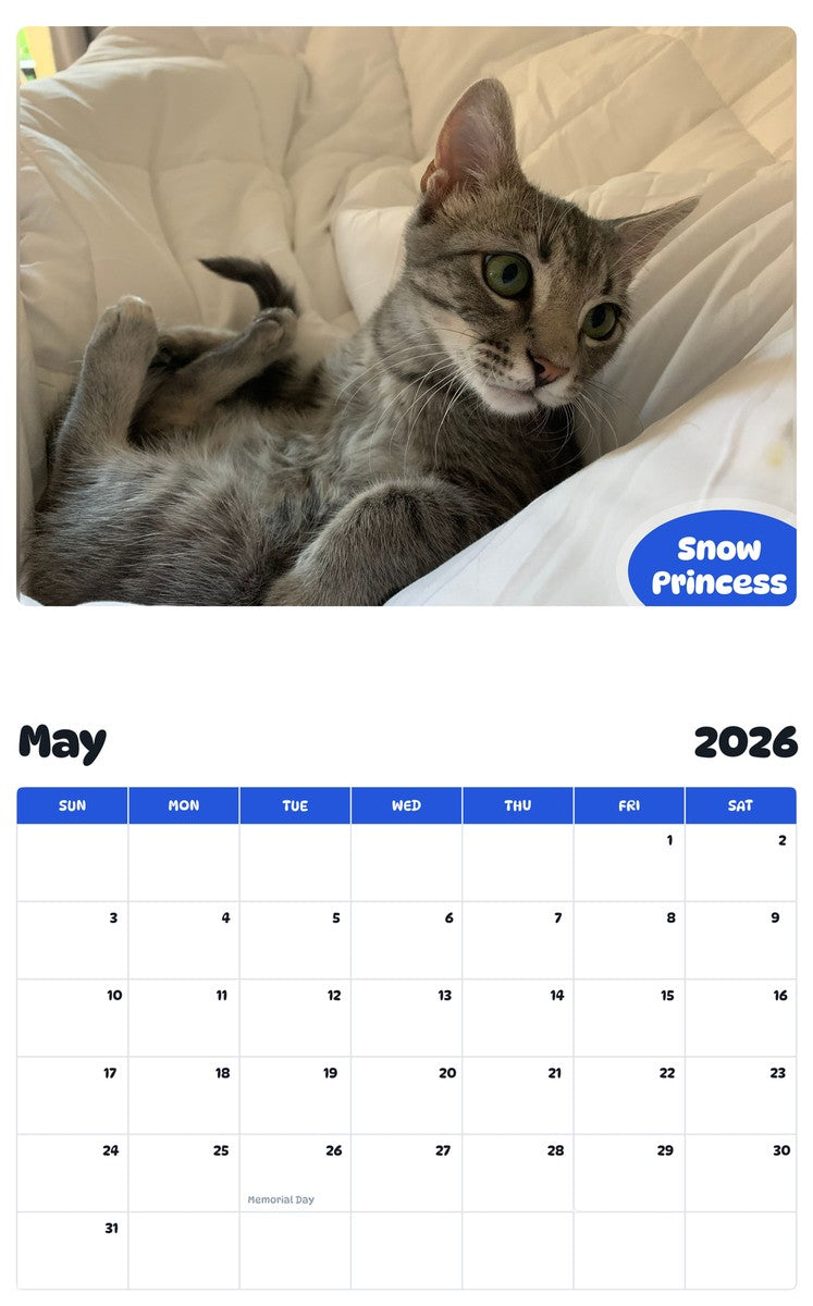 2026 - 2027 Snow Princess - Pawidols Pet Calendar