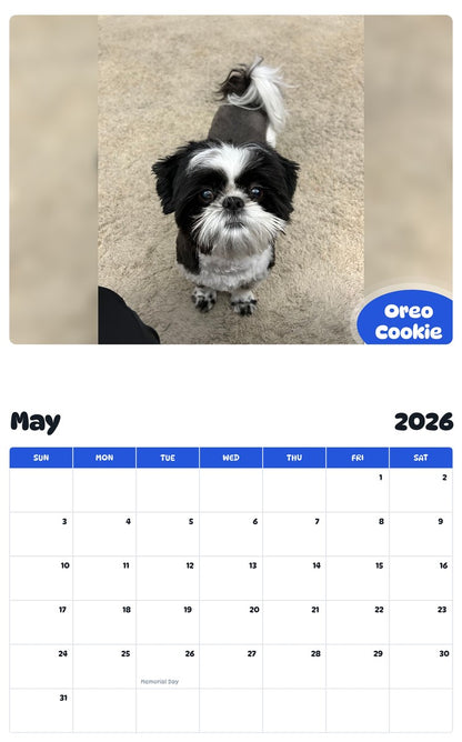 2026 - 2027 Oreo Cookie - Pawidols Pet Calendar
