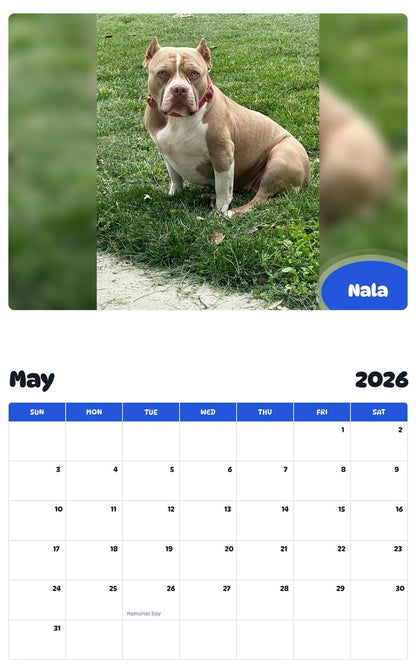 2026 - 2027 Nala - Pawidols Pet Calendar