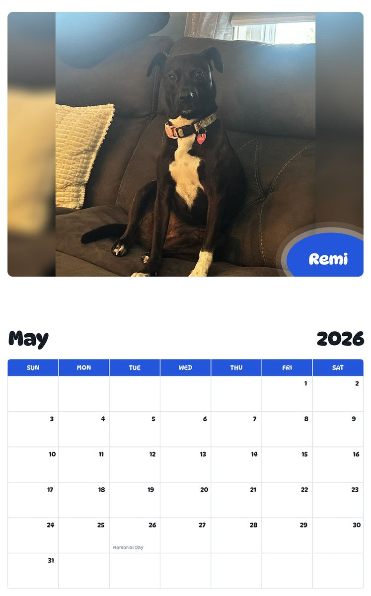 2026 - 2027 Remi - Pawidols Pet Calendar