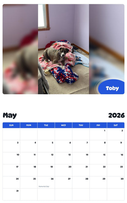 2026 - 2027 Toby - Pawidols Pet Calendar
