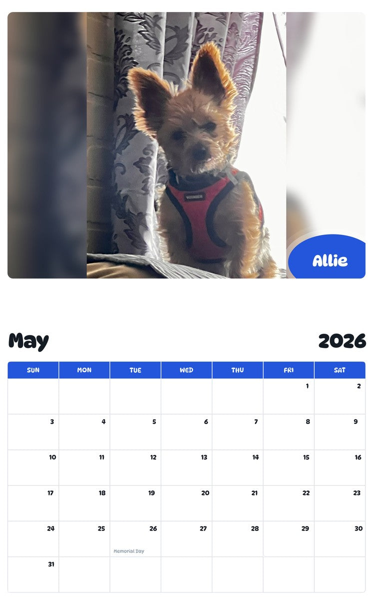 2026 - 2027 Allie - Pawidols Pet Calendar