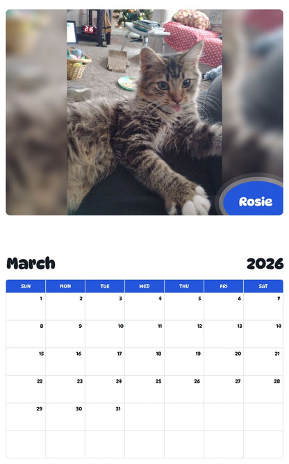 November 2025 - October 2026 Rosie - Pawidols Pet Calendar