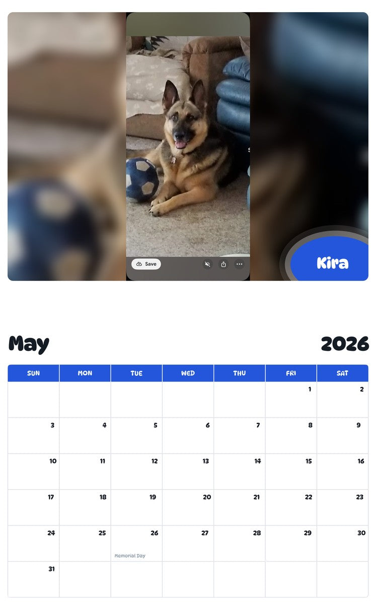 2026 - 2027 Kira - Pawidols Pet Calendar