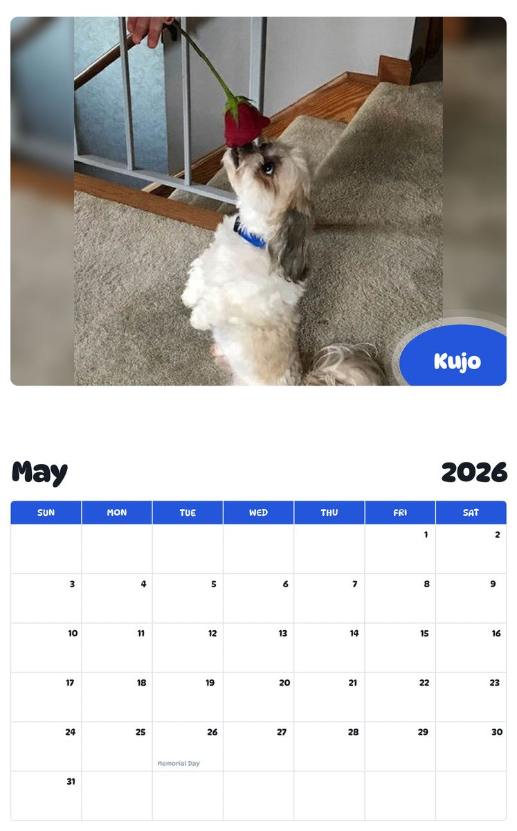 2026 - 2027 Kujo - Pawidols Pet Calendar